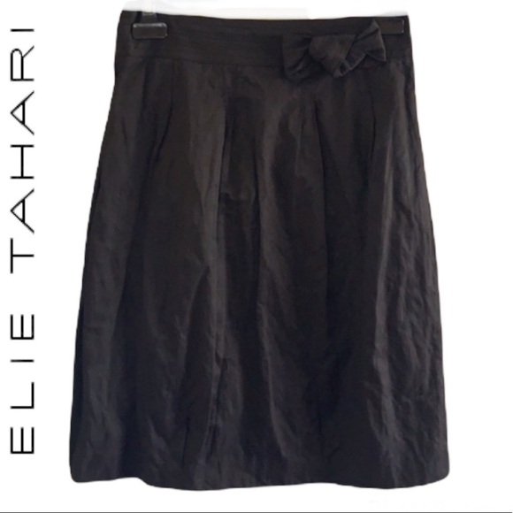 ELIE Taheri black A-line knee length skirt size 4 - Picture 1 of 9